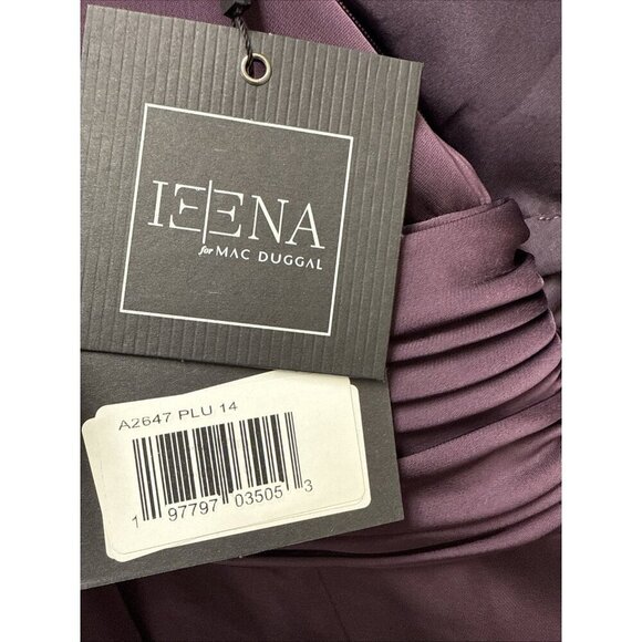 MAC DUGGAL Size 14 Plum 2647 Front Twist V-Neck Long Puff Sleeve Jumpsuit New - Picture 10 of 10